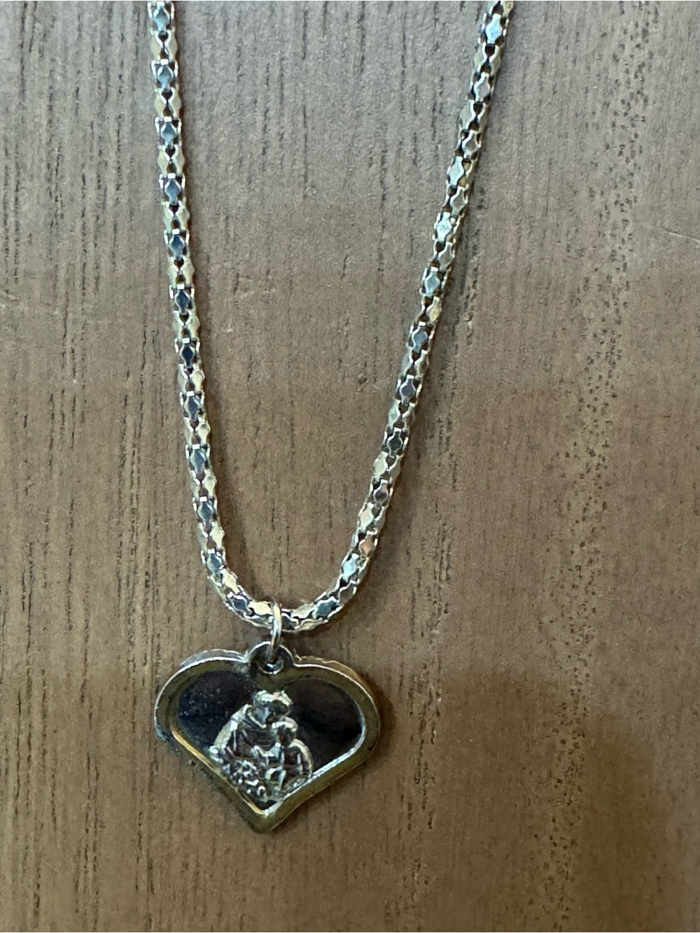 Silver Heart Pendant Necklace with Floral Detail - Silver